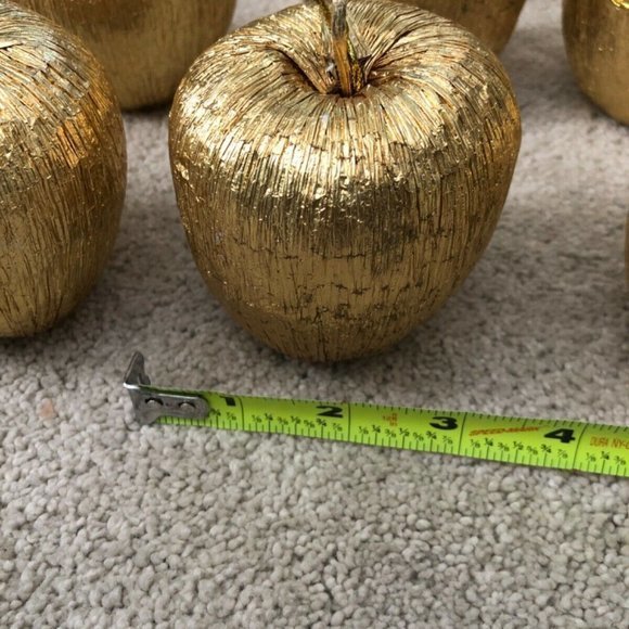 Vintage Decorative Christmas Ornament Apples Metallic Gold (15) - Picture 4 of 11